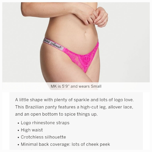 Victoria's secret shine strap bombshell Brazilian crotchless panty - Picture 2 of 8